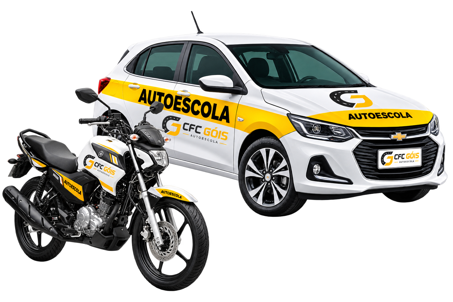 Carro de autoescola do CFC GÓIS com identidade visual da marca
